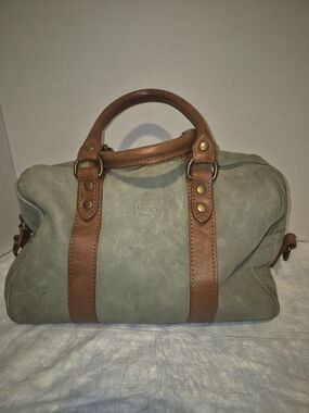 I Medici Firenze Green Leather Duffel with Brown Trim